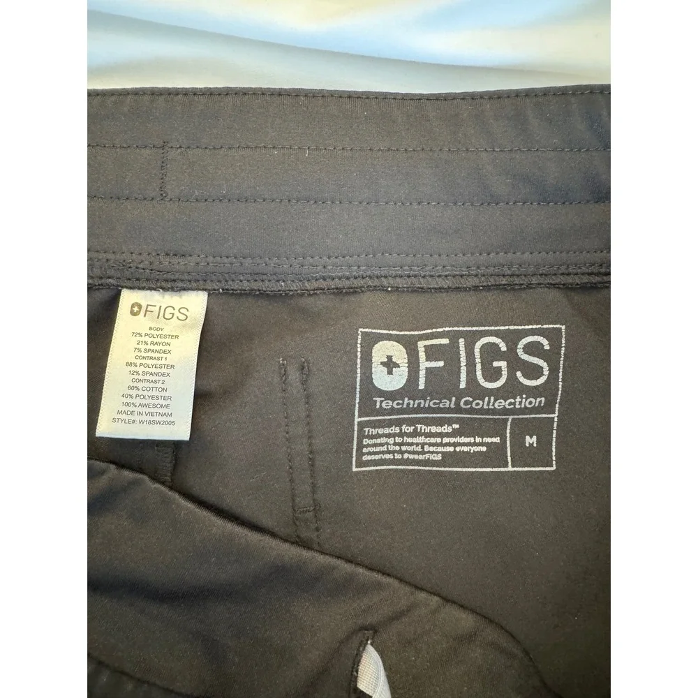 FIGS Zamora Jogger Scrub Pants Black Womens Medium W18SW2005 Yoga Waistband - Picture 5 of 6